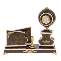 Письменный набор с визитницей змеевик, лабрадорит — 