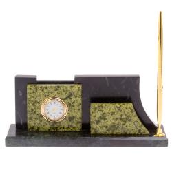 Визитница с часами &quot;Силуэт&quot; светло-зеленый змеевик — 