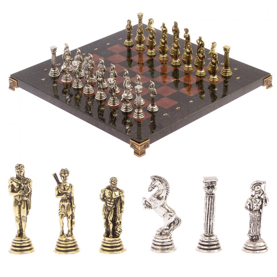 Шахматы "Афина" доска 32х32 см мрамор лемезит фото 1 — 