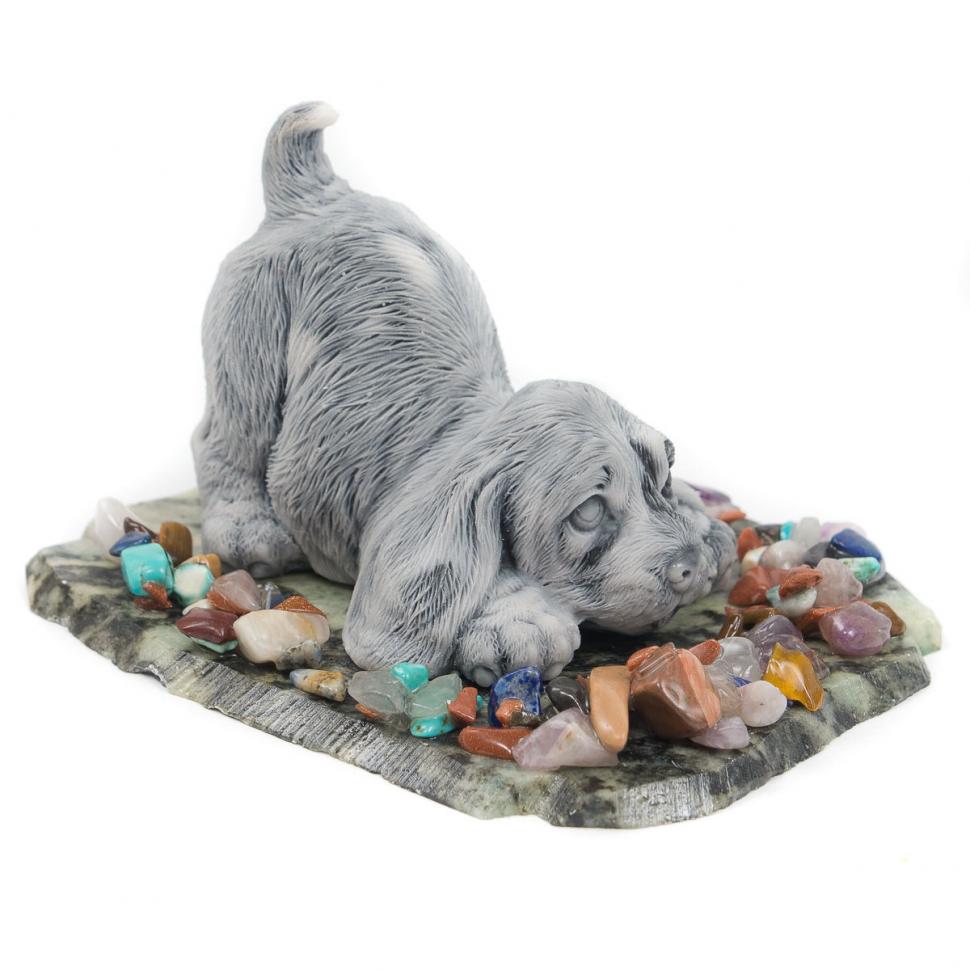 Сувенир "Щенок играет" из мрамолита фото 1 — 