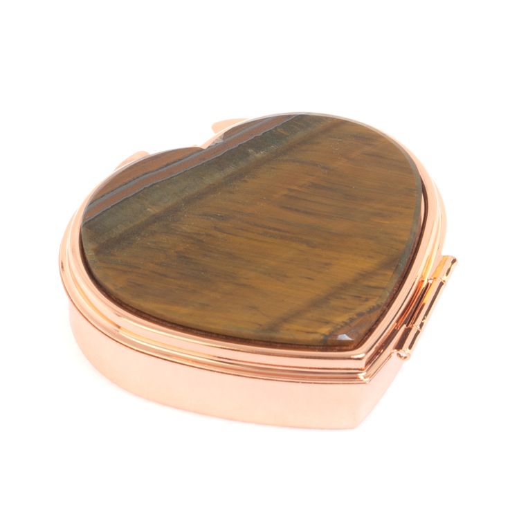 Таблетница "Сердце" на 3 отделения тигровый глаз цвет красное золото фото 1 — 