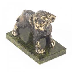 Статуэтка &quot;Собачка большая №1&quot; бронза змеевик — 