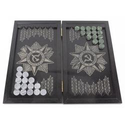 Нарды из камня &quot;Отечественная война / Герб&quot; габбро-диабаз — 