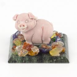 Сувенир &quot;Поросенок с бантом&quot; из мрамолита — 
