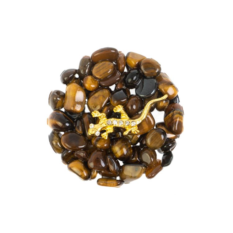 Магнит "Тигровый глаз" с ящерицей 5х5х1 см фото 1 — 