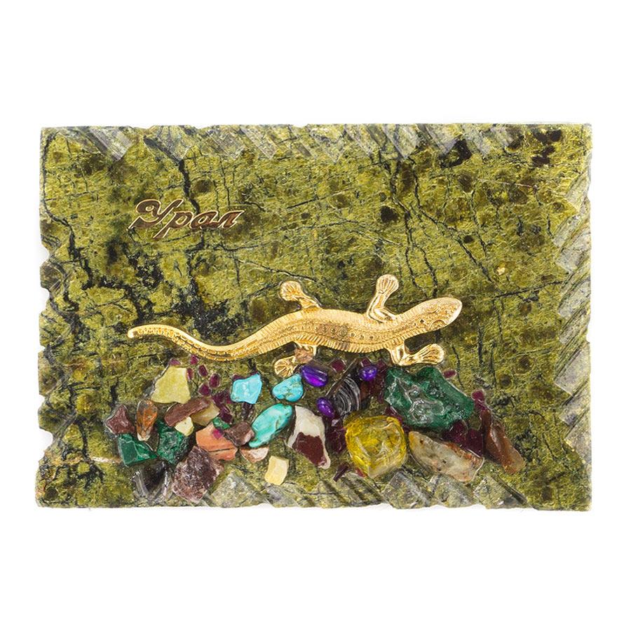 Магнит с прямой ящерицей "Урал" змеевик фото 1 — 