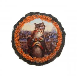 Магнит &quot;Парочка котиков&quot; на змеевике — 