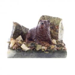 Сувенир с фигуркой &quot;Мишка лежит&quot; камень змеевик — 