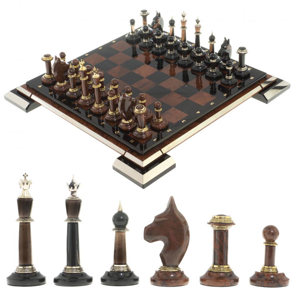 Шахматы из камня обсидиан "Классические" доска 40х40 см фото 1 — 