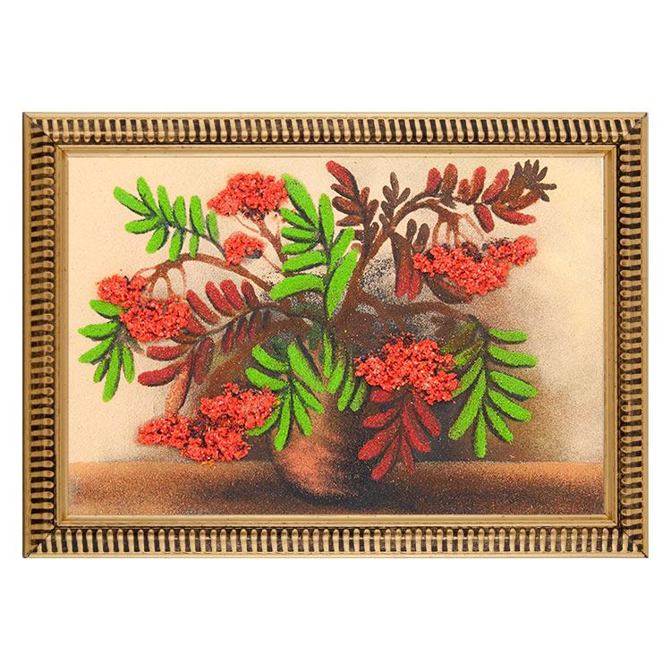 Картина с рисунком из камня "Натюрморт рябина" багет 24х34 см фото 1 — 
