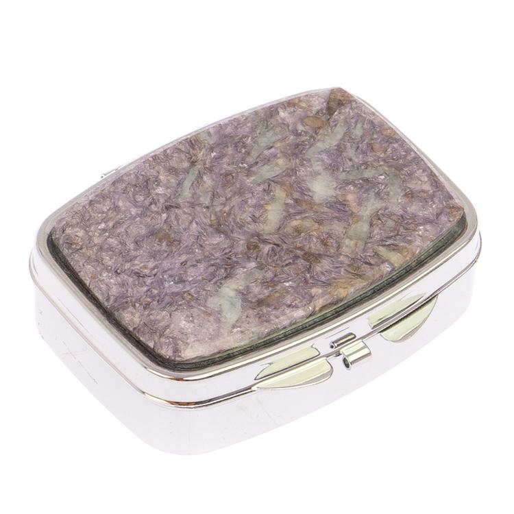 Таблетница на 2 отделения камень лепидолит цвет серебро фото 1 — 
