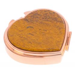 Таблетница &quot;Сердце&quot; на 3 отделения змеиная яшма цвет красное золото — 