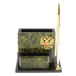 Карандашница с визитницей из змеевика — 