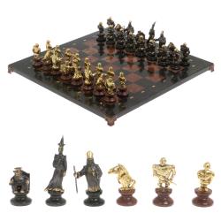 Шахматы подарочные &quot;Европейские&quot; из камня и бронзы 44х44 см — 