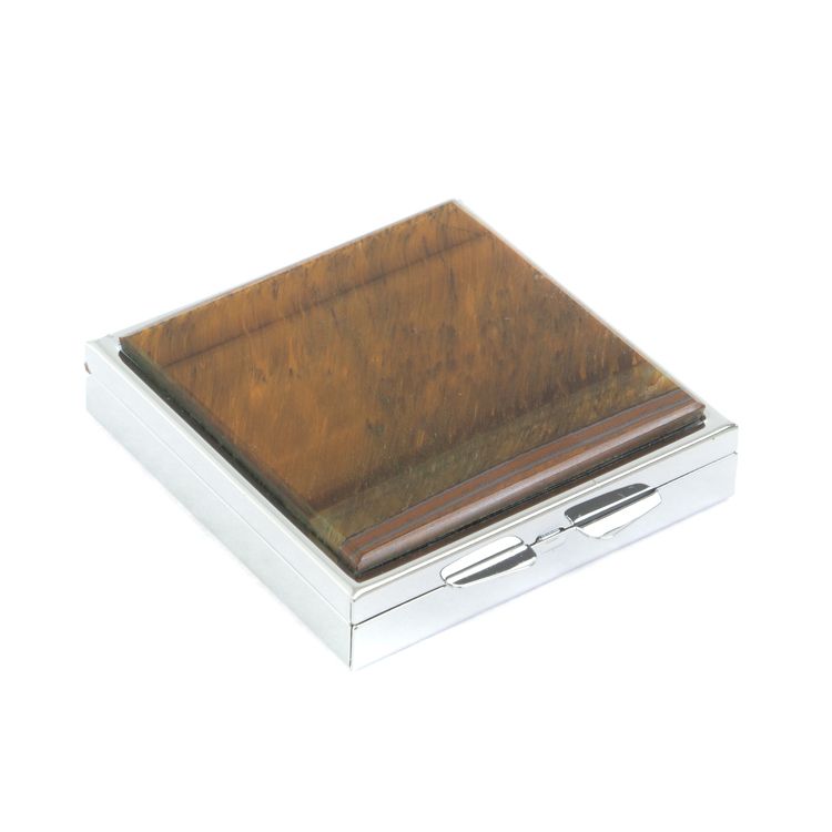 Таблетница на 4 отделения из тигрового глаза цвет серебро фото 1 — 