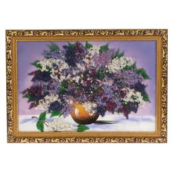 Картина из каменной крошки &quot;Букет сирени&quot; багет 40х60 см сиреневый фон — 