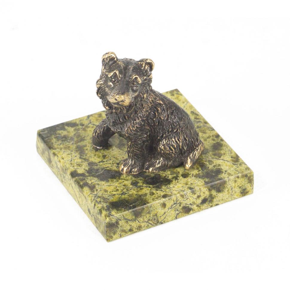 Статуэтка из бронзы и змеевика "Собачка средняя №3" фото 1 — 