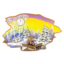 Часы с картиной &quot;Медведь зима&quot; 50х32 см каменная крошка — 