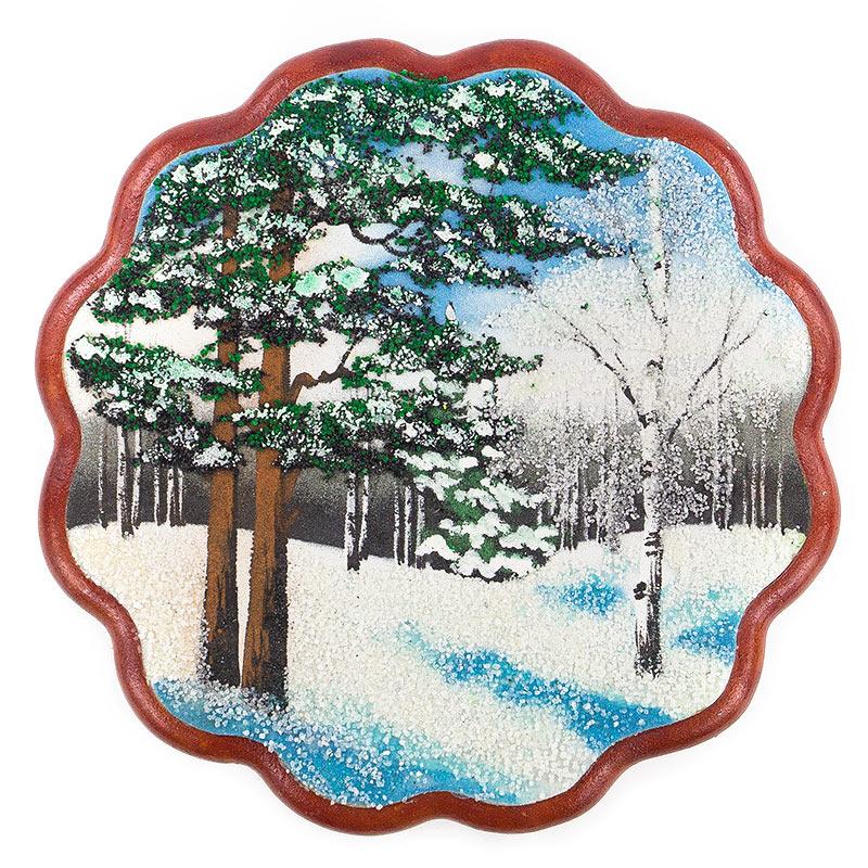 Панно круглое "Зима" 20х20 см каменная крошка фото 1 — 