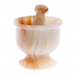 Каменная ступка с пестиком из натурального оникса 11,7х15,5 см — 