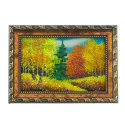 Картина из каменной крошки &quot;Осенний пейзаж&quot; рамка багет 10х15 см — 