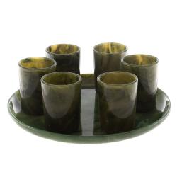 Водочный набор из нефрита 6 стопок на подносе — 