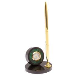 Часы настольные с ручкой камень малахит — 