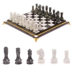 Шахматы &quot;Вензеля&quot; доска 42х42 см из мрамора и змеевика — 