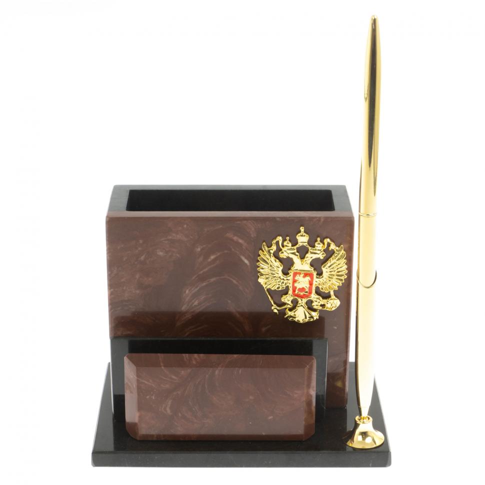 Карандашница с визитницей из камня лемезит фото 1 — 