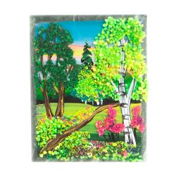 Настольное панно из камня &quot;Лето&quot; 7,5х10 см — 