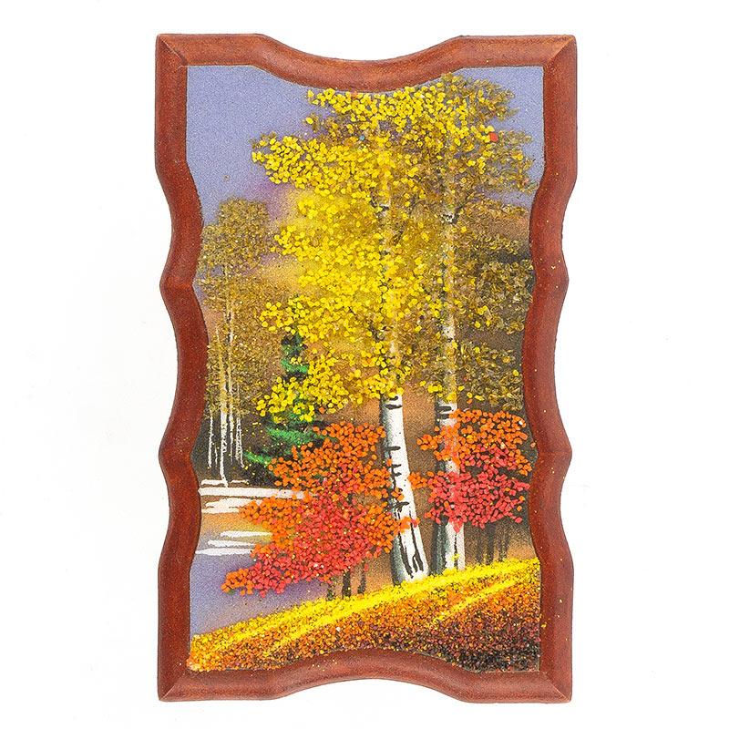 Панно прямоугольное "Осень" 18х12 см каменная крошка фото 1 — 