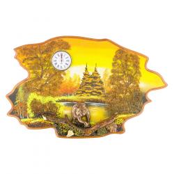 Часы с картиной &quot;Медведь осень&quot; 50х32 см каменная крошка — 