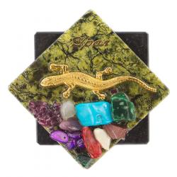 Магнит с ящерицей &quot;Урал&quot; ромб змеевик — 