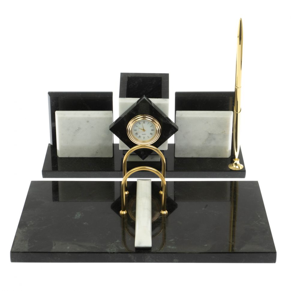 Письменный набор "Менеджер" из мрамора и змеевика фото 1 — 