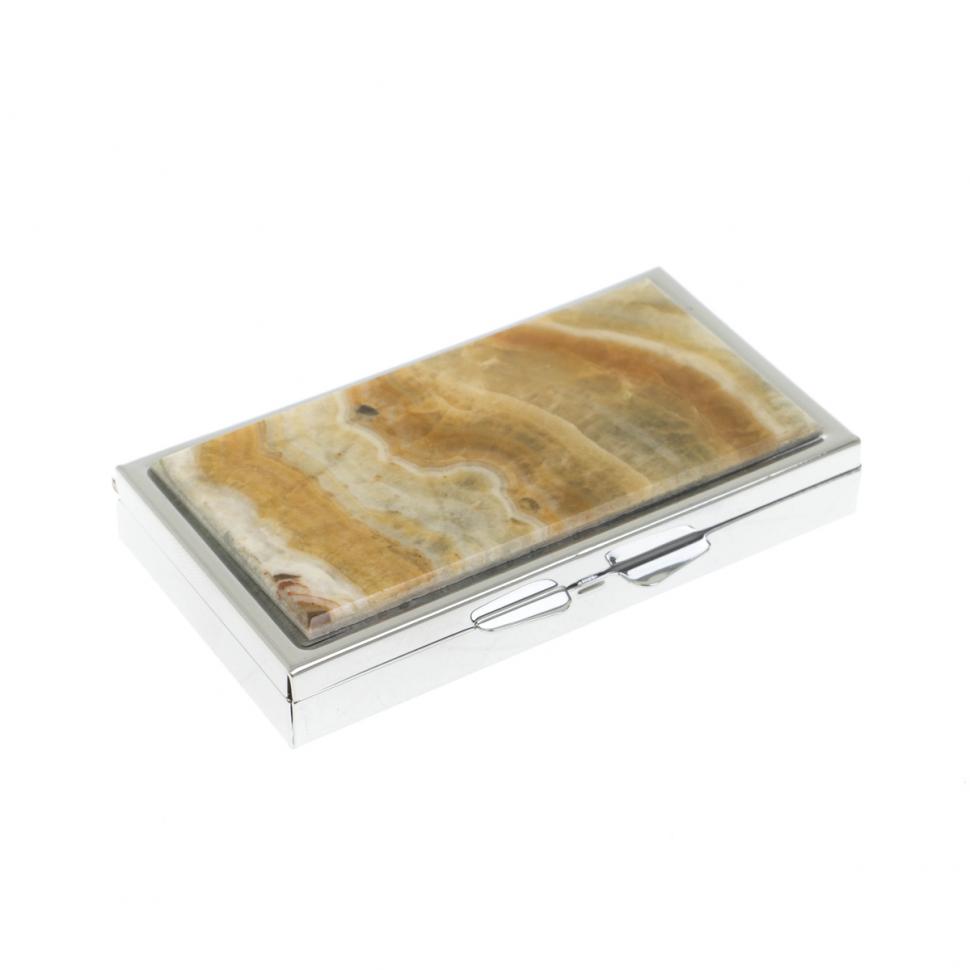 Таблетница на 3 отделения камень оникс цвет серебро фото 1 — 