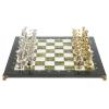 Настольные шахматы "Олимпийские игры" доска 44х44 см камень мрамор змеевик фигуры металлические фото 2 — 