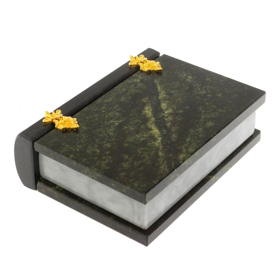 Шкатулка "Книжка" камень змеевик средняя 11x14x4 см фото 1 — 