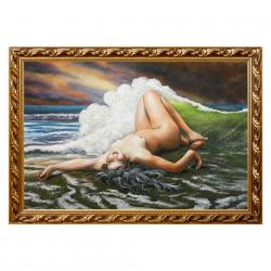 Картина &quot;Обнаженная на берегу&quot; багет 46х66 см, каменная крошка — 
