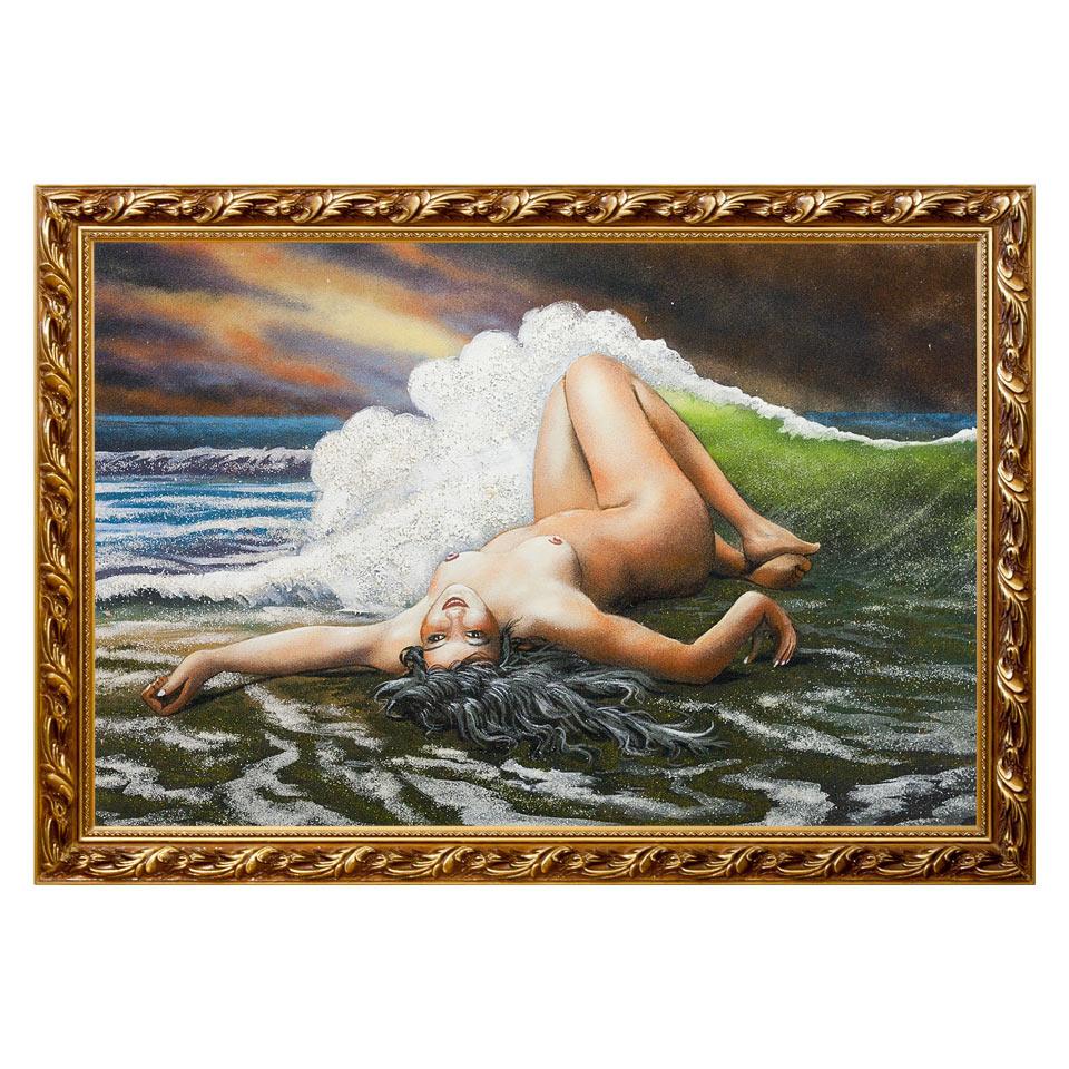 Картина "Обнаженная на берегу" багет 46х66 см, каменная крошка фото 1 — 
