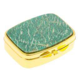 Таблетница на 2 отделения камень амазонит цвет золото — 