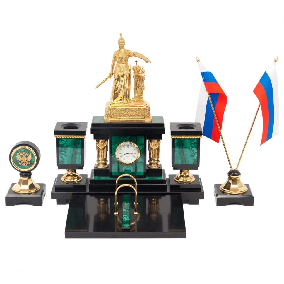 Настольный набор "Россия" малахит и долерит фото 1 — 
