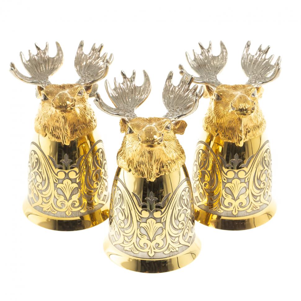 Стопки перевертыши "Лось" 70 мл 3 шт Златоуст фото 1 — 