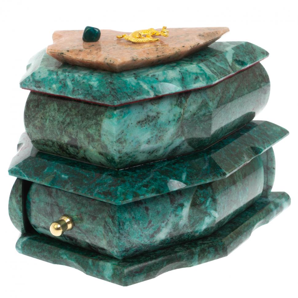 Ларец для украшений змеевик 18x11x13,5 см фото 1 — 