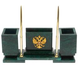 Письменный мини-набор "Герб Российской Федерации" камень змеевик &mdash; 