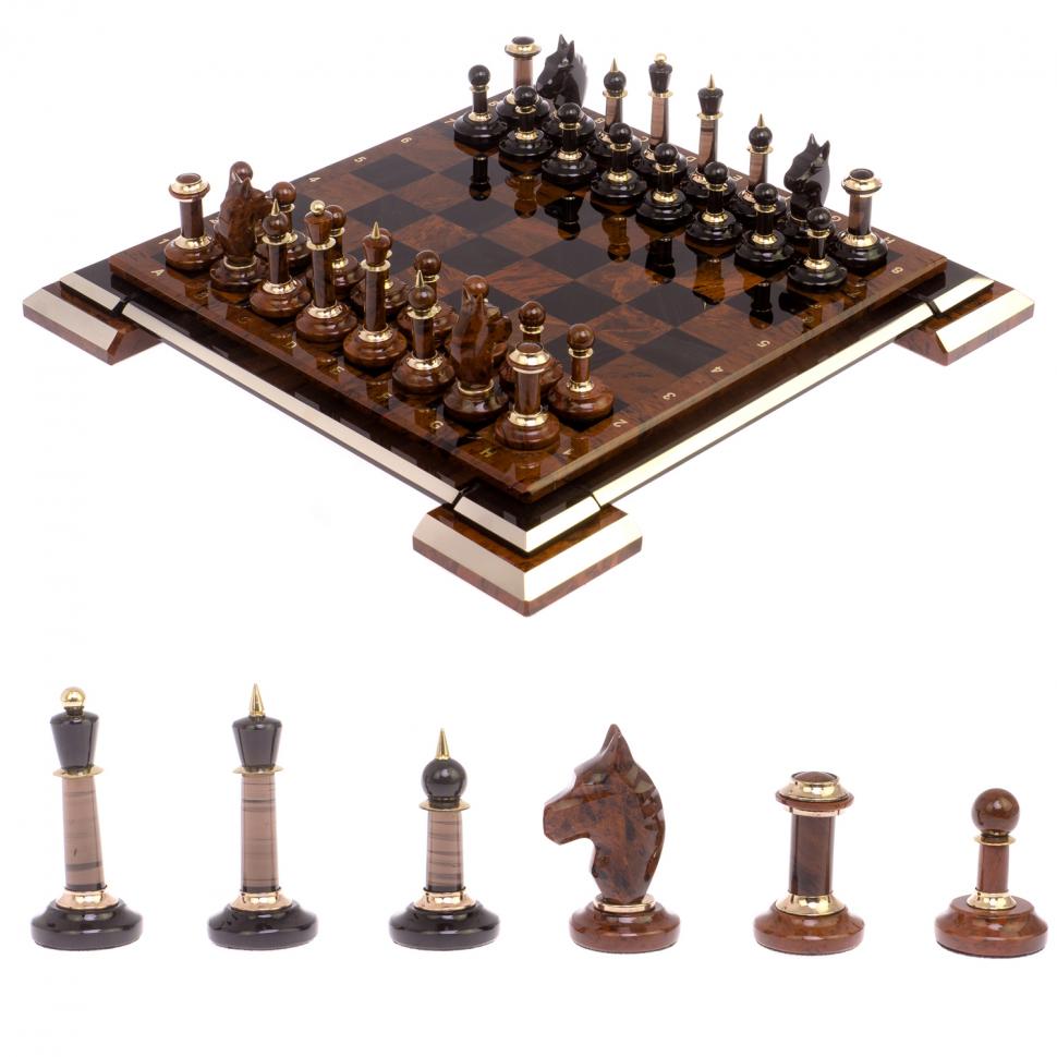 Шахматы из камня обсидиан "Классические" доска 40х40 см фото 1 — 