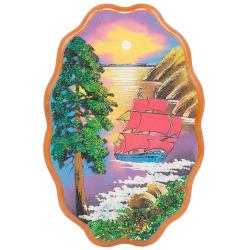 Картина с рисунком из камня &quot;Парусник с алыми парусами&quot; 29х19 см — 