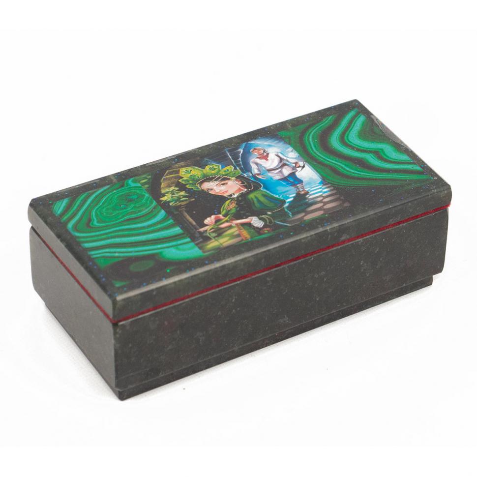 Шкатулка Хозяйка медной горы змеевик 14х7х5 см фото 1 — 