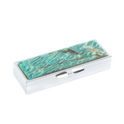 Таблетница на 3 отделения камень амазонит цвет серебро — 