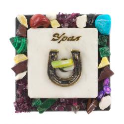 Магнит с подковой &quot;Урал&quot; мрамор змеевик — 