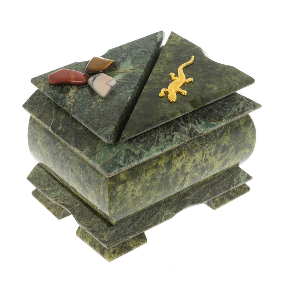 Шкатулка "Оригинал" из змеевика 11,5х8,5х8,5 см фото 1 — 